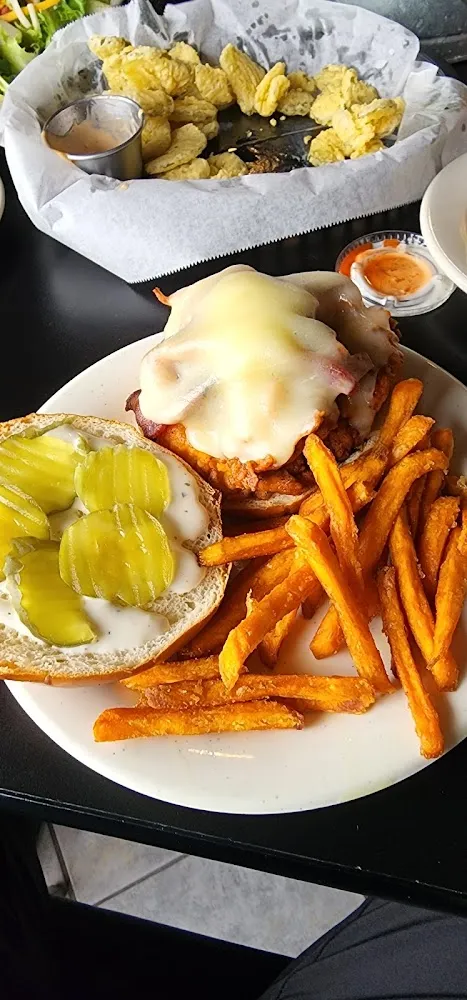 Buffalo Chicken Sandwich with Sweet Potato Fries